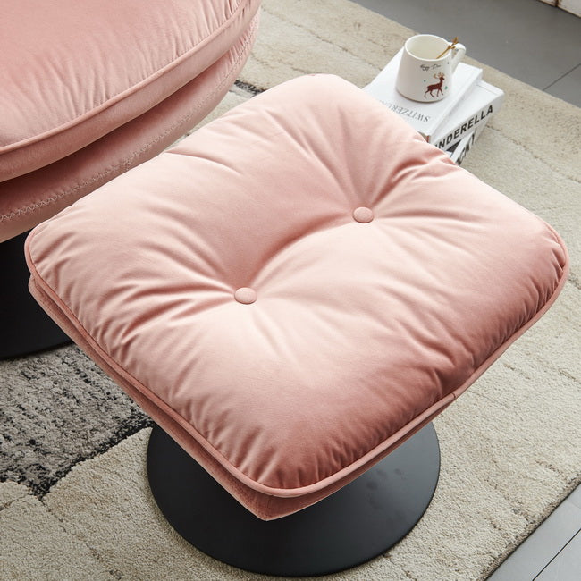 Swivel Leisure Chair Lounge Chair Velvet Pink Color With Stool Pink Velvet