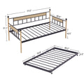 Daybed, Sofa Bed Metal Framed With Trundle Twin Size, Black, 77''L X 40.6'' W X 14.5'' H Twin Black Steel