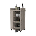 Willow Park Glass Door Bar Cart With Bottle Holder And Casters Light Gray Gray Engineered Wood