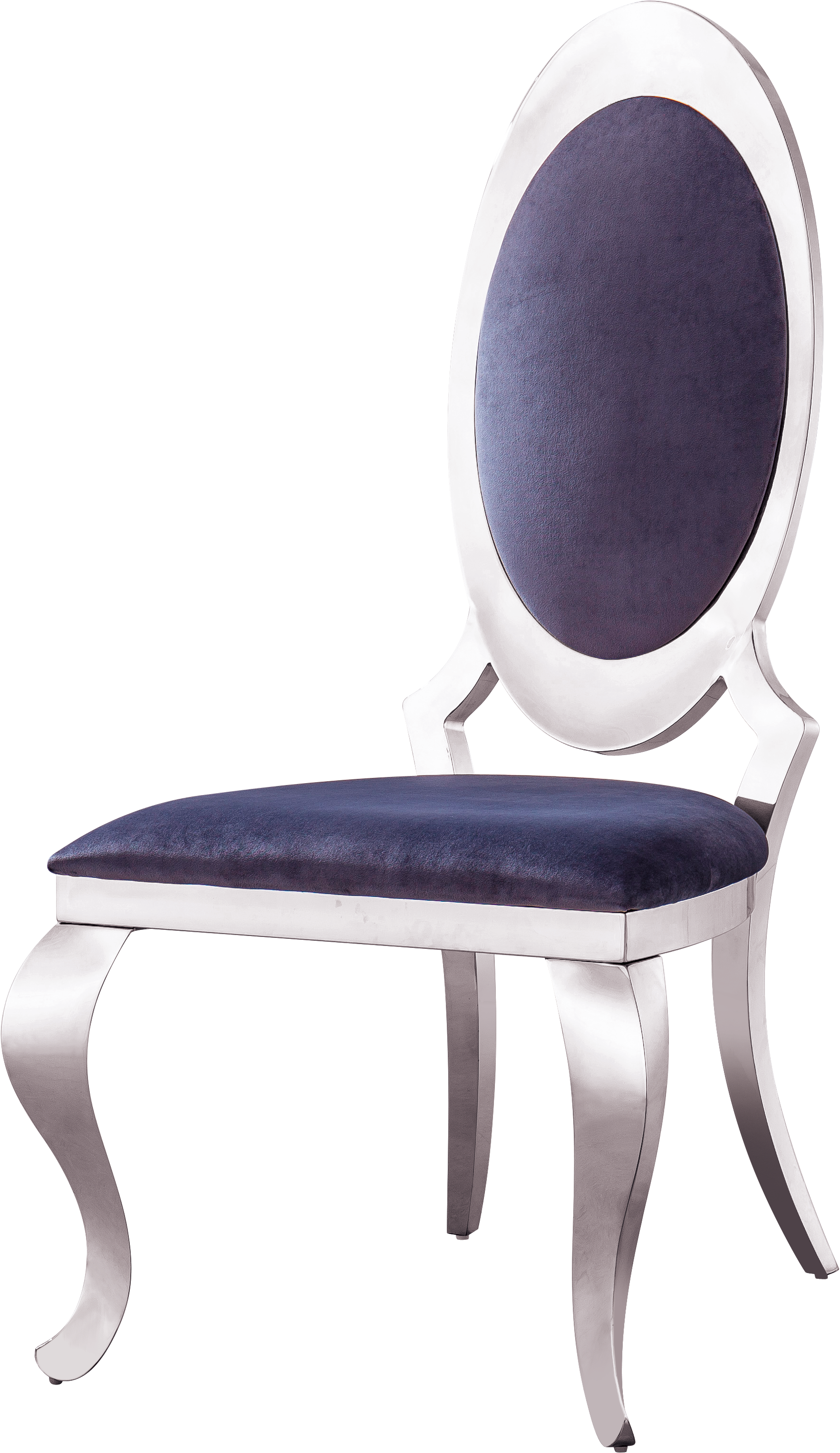 Velvet Dining Chair With Oval Backrest Set Of 2, Stainless Steel Legs Grey Velvet