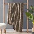 Oversized Faux Fur Throw Brown Polyester