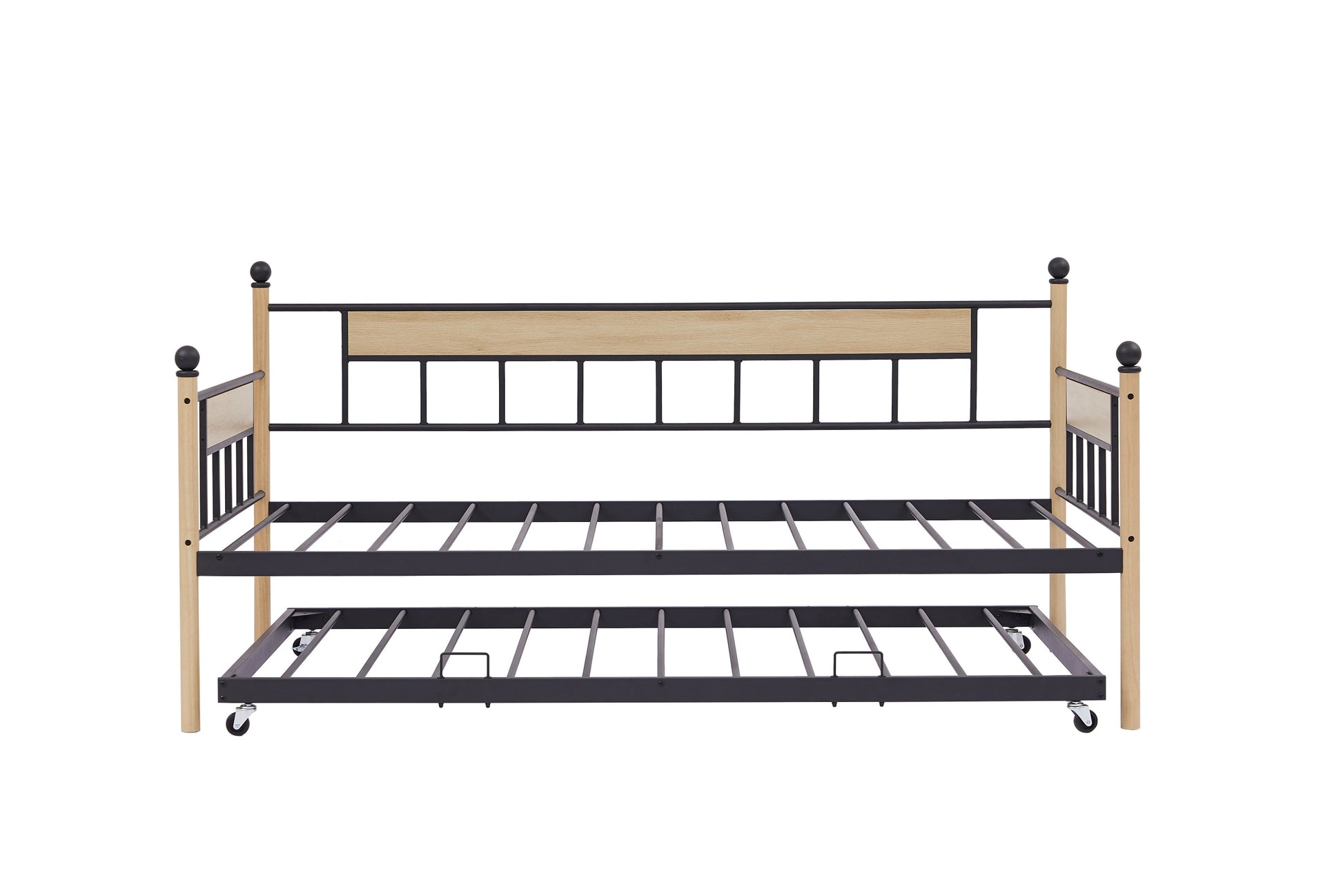 Daybed, Sofa Bed Metal Framed With Trundle Twin Size, Black, 77''L X 40.6'' W X 14.5'' H Twin Black Steel