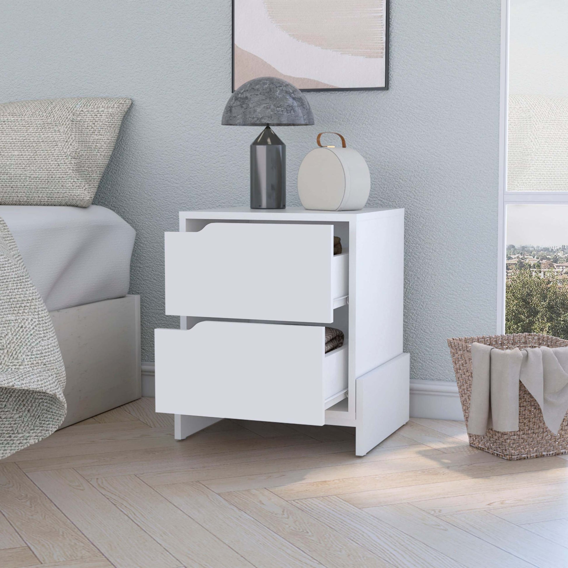 Ralston 2 Drawer Nightstand In White White Engineered Wood