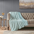 Oversized Faux Fur Throw Aqua Polyester