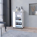 Willow Park Glass Door Bar Cart With Bottle Holder And Casters White White Engineered Wood