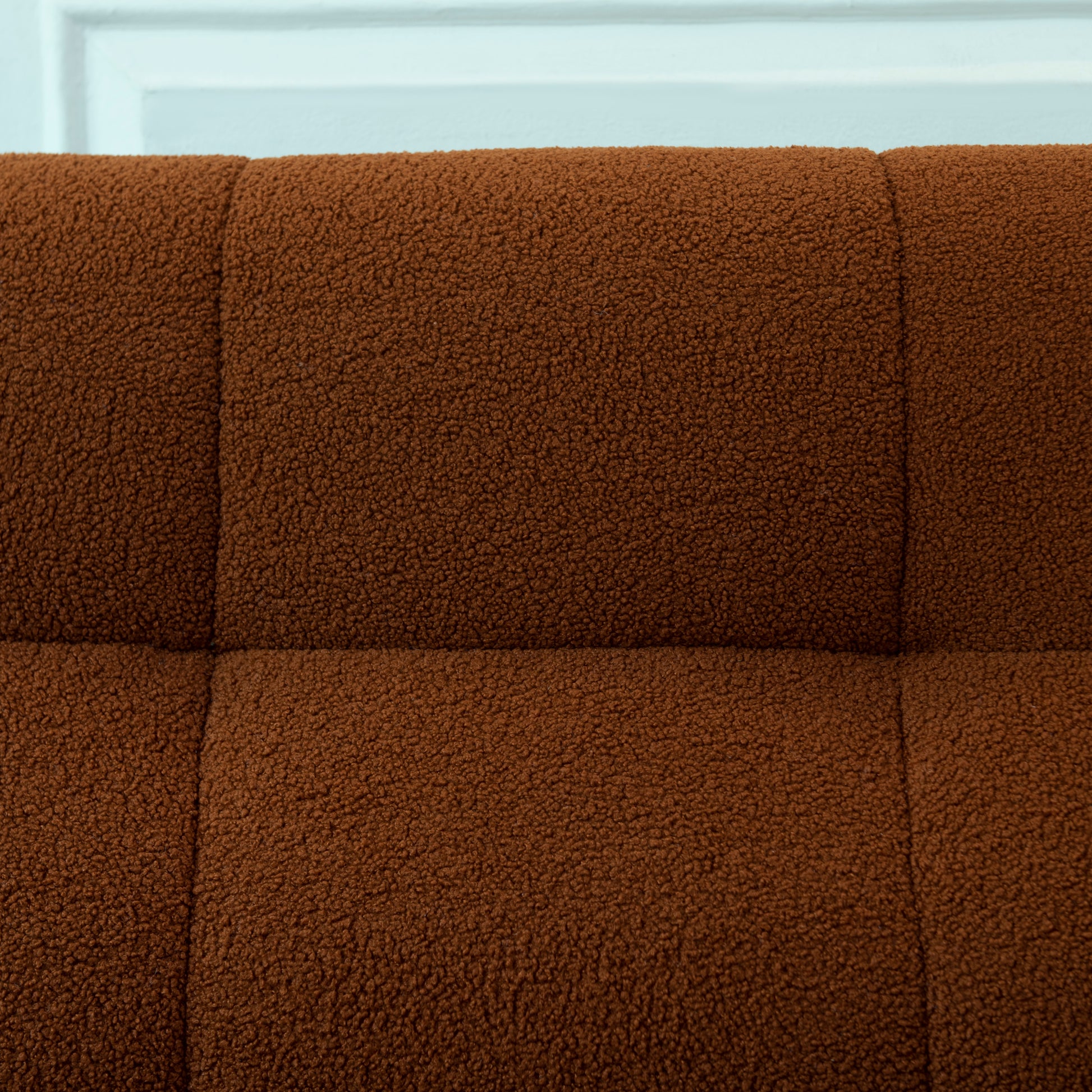 113"Large Lamb Fabric Sofa, Modern Corner Sectional Sofa With Tufted Seat Upholstered, Tool Free Assembly. Dark Orange Orange Sherpa 5 Seat
