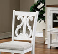 Lavish Design Distressed White 2Pcs Dining Chairs Only, Gray Padded Fabric Seat Dining Room Kitchen Furniture Solid Wood Decorative Back White Gray Dining Room Modern,Rustic Dining Chairs Solid Wood