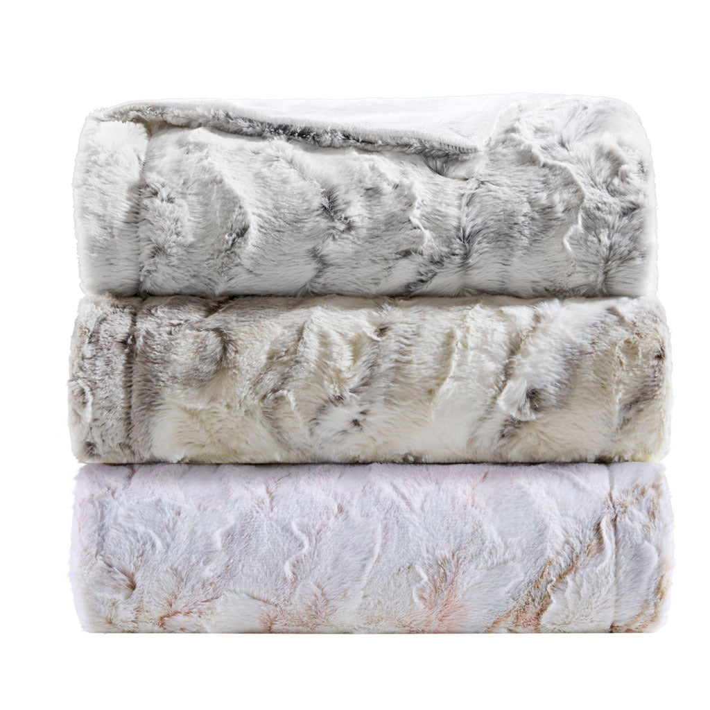 Oversized Faux Fur Throw Natural Polyester