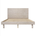 Modern Concise Style Solid Wood Grain Platform Bed Frame, Queen, Stone Gray Stone Gray Wood