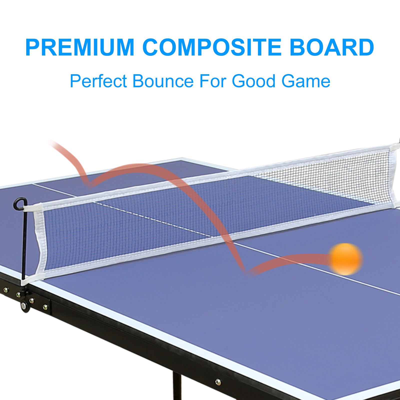 Table Tennis Table Foldable & Portable Ping Pong Table Set With Net And 2 Ping Pong Paddles For Indoor Outdoor Game Blue Mdf