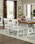 Lavish Design Distressed White 2Pcs Dining Chairs Only, Gray Padded Fabric Seat Dining Room Kitchen Furniture Solid Wood Decorative Back White Gray Dining Room Modern,Rustic Dining Chairs Solid Wood