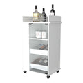 Willow Park Glass Door Bar Cart With Bottle Holder And Casters White White Engineered Wood