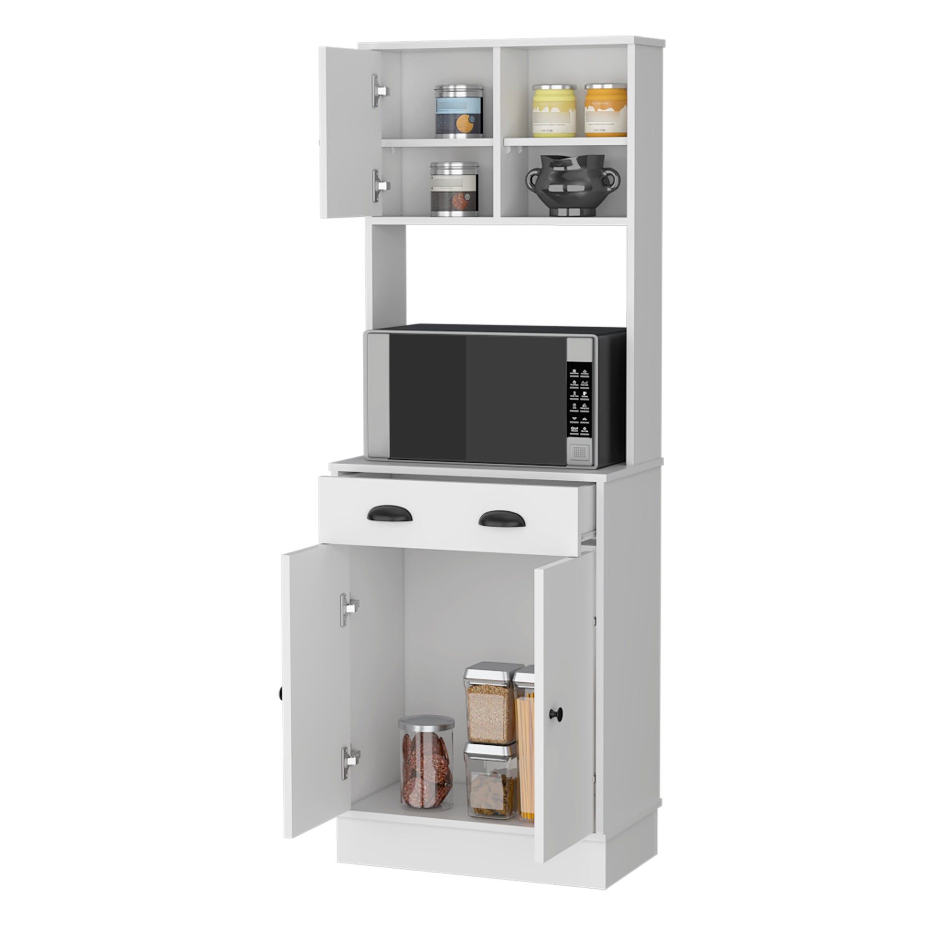 Palmer 2 Door Cabinet Microwave Kitchen Pantry In White White Engineered Wood