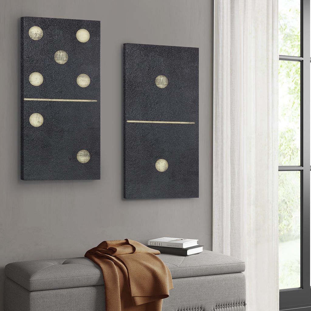 2 Piece Canvas Wall Art Set Black Mdf