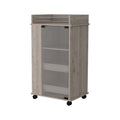 Willow Park Glass Door Bar Cart With Bottle Holder And Casters Light Gray Gray Engineered Wood