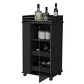 Willow Park Glass Door Bar Cart With Bottle Holder And Casters Black Black Engineered Wood