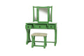 Unique Modern Bedroom Vanity Set W Stool Foldable Mirror Drawers Apple Green Color Mdf Veneer 1Pc Vanity Furniture Antique Green Bedroom Modern Folding Pine Particle Board