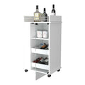 Willow Park Glass Door Bar Cart With Bottle Holder And Casters White White Engineered Wood