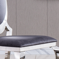 Velvet Dining Chair With Oval Backrest Set Of 2, Stainless Steel Legs Grey Velvet