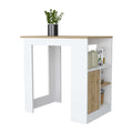 Aurora Kitchen Island With Open Compartment And Cabinet In White And Macadamia White Engineered Wood