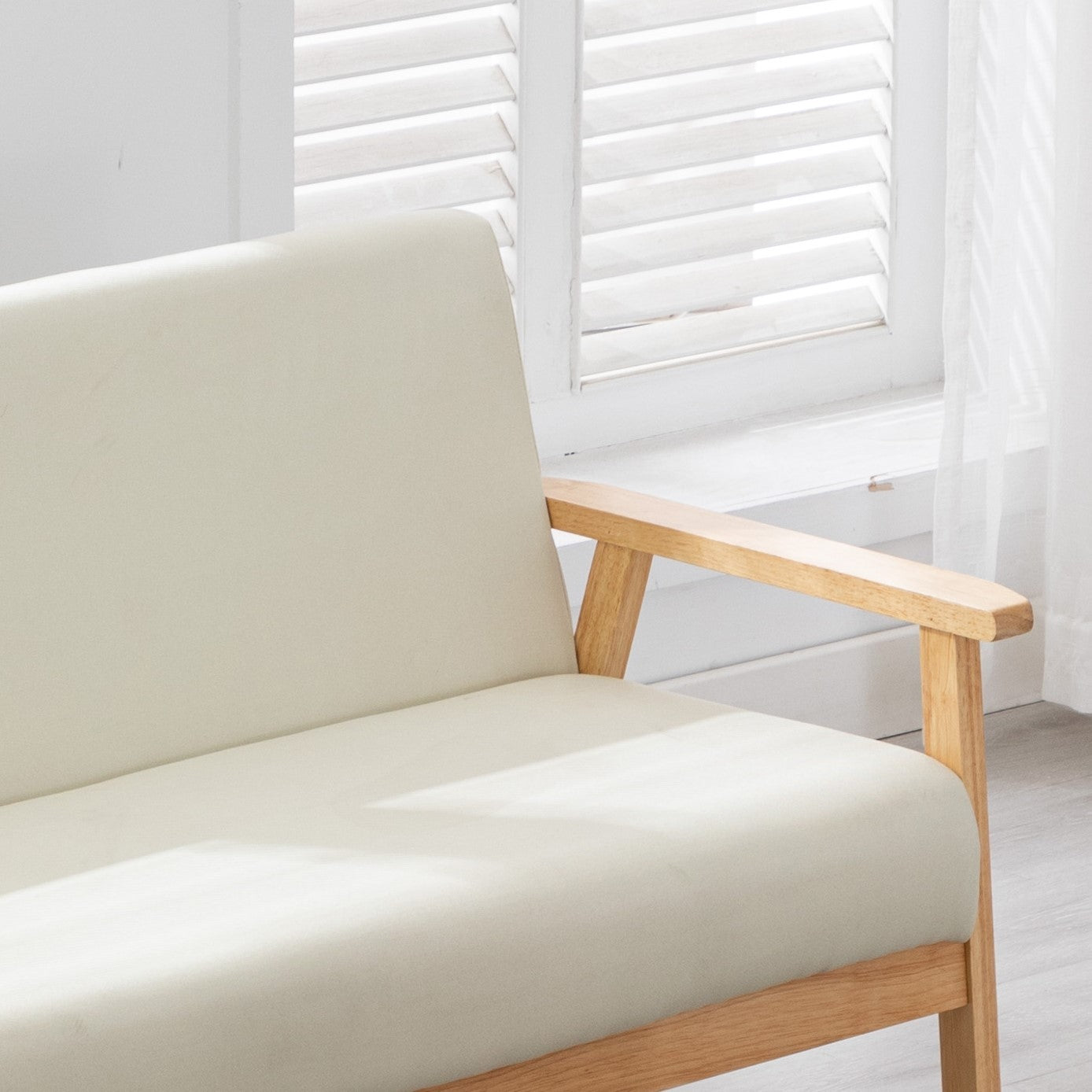 Bahamas 45" Beige Linen Fabric Loveseat Beige Linen