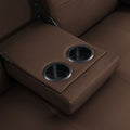 Sofa Bed With Armrest Two Holders Wood Frame, Stainless Leg, Futon Brown Pvc Brown Pvc