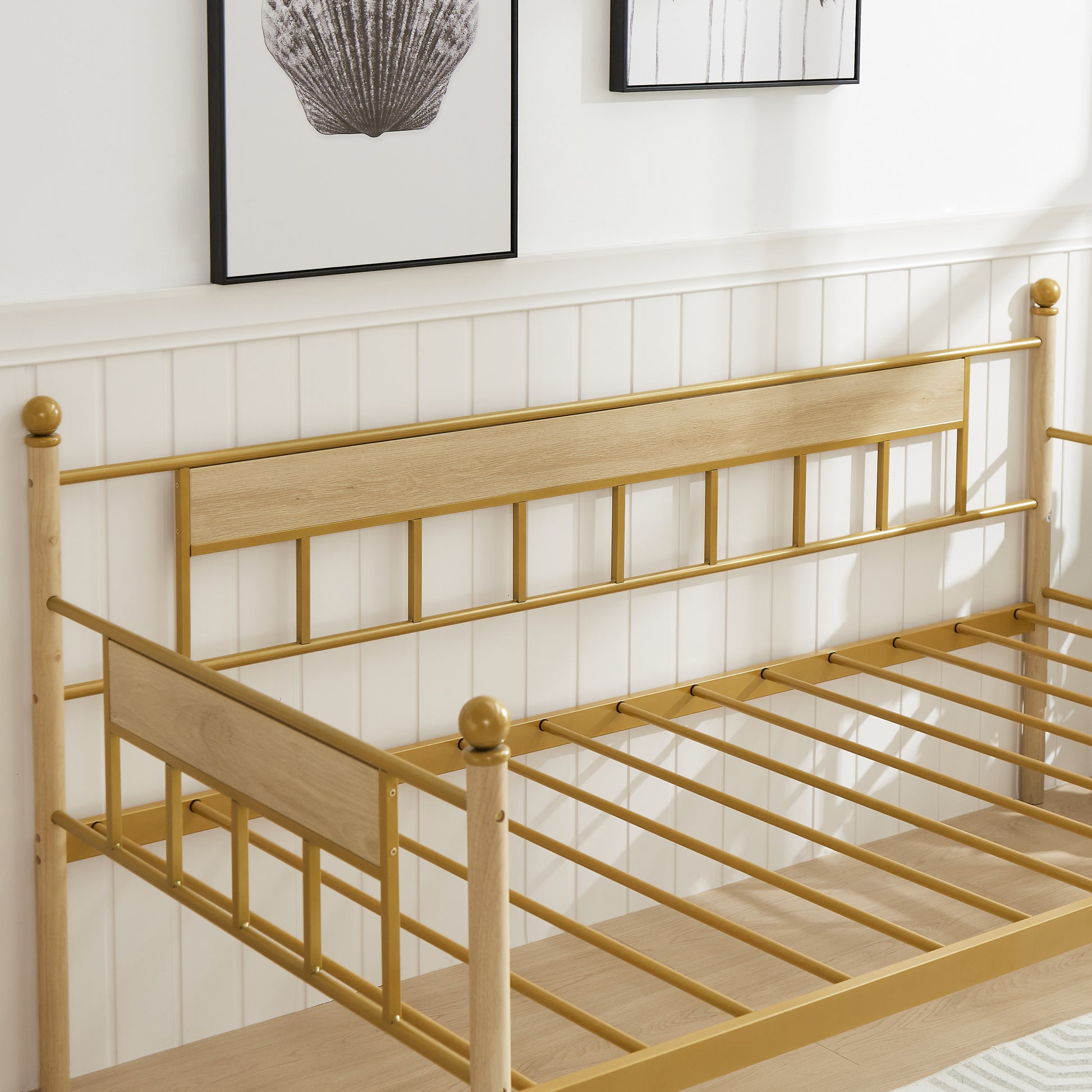 Daybed, Sofa Bed Metal Framed With Trundle Twin Size, Golden, 77'' L X 40.6'' W X 14.5''H Twin Golden Steel