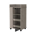 Willow Park Glass Door Bar Cart With Bottle Holder And Casters Light Gray Gray Engineered Wood