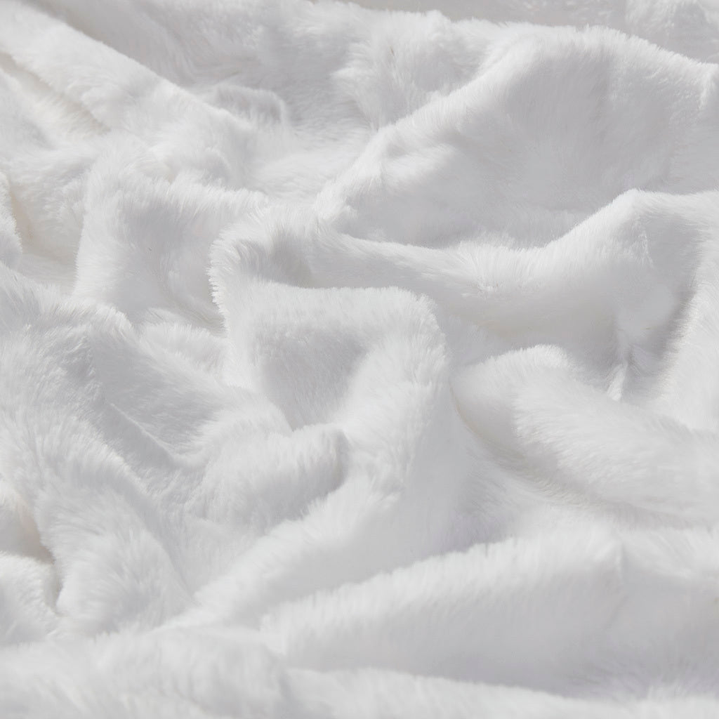 Oversized Faux Fur Throw White Polyester