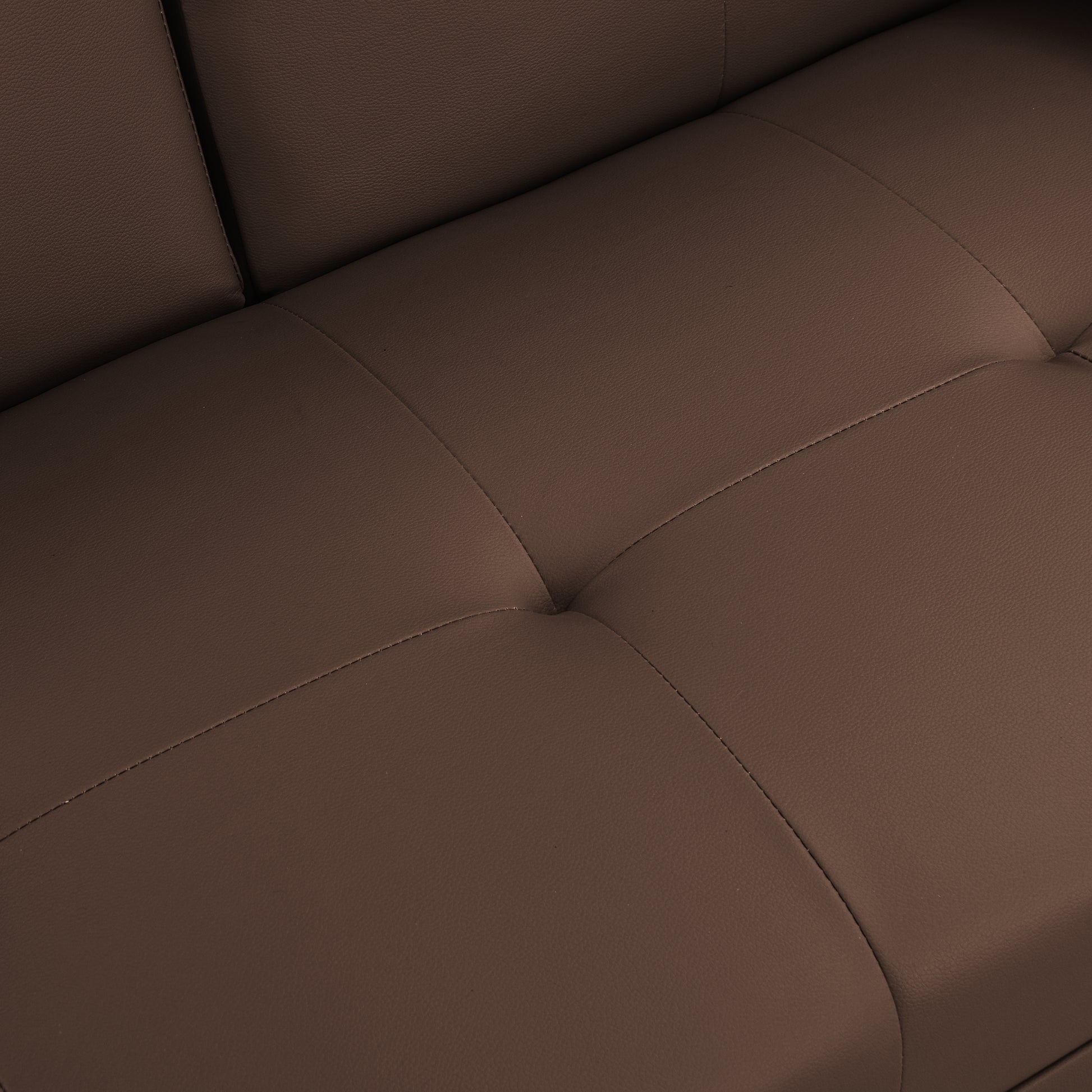 Sofa Bed With Armrest Two Holders Wood Frame, Stainless Leg, Futon Brown Pvc Brown Pvc