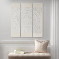 Triptych 3 Piece Dimensional Resin Canvas Wall Art Set Off White Wood