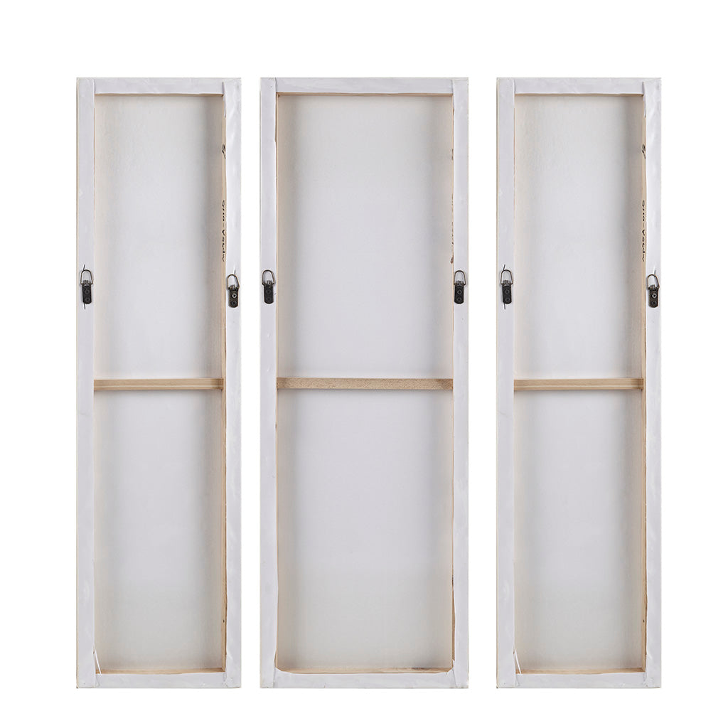 Triptych 3 Piece Dimensional Resin Canvas Wall Art Set Off White Wood