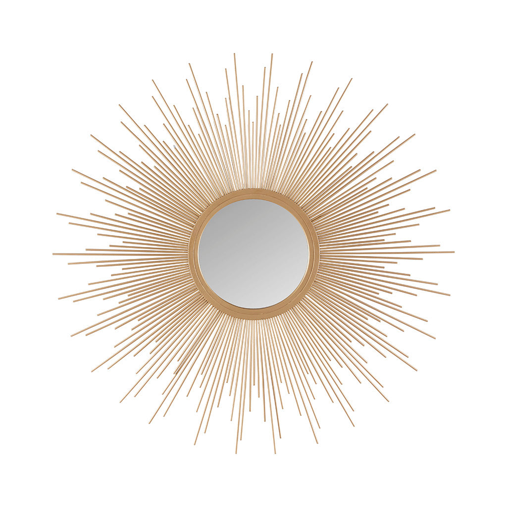 Sunburst Wall Decor Mirror 29.5"D Gold Mdf