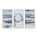 Silver Foil Abstract 3 Piece Framed Canvas Wall Art Set Grey Mdf