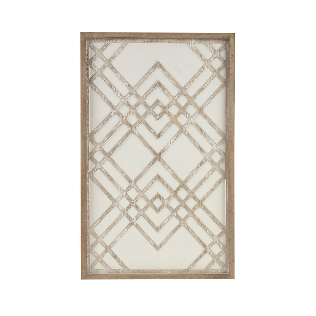 Two Tone Overlapping Geometric Wood Panel Wall Decor Natural White Wood