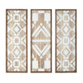 Two Tone Geometric 3 Piece Wood Wall Decor Set Natural Wood