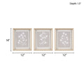 3 Piece Framed Glass Wall Art Set Beige Mdf