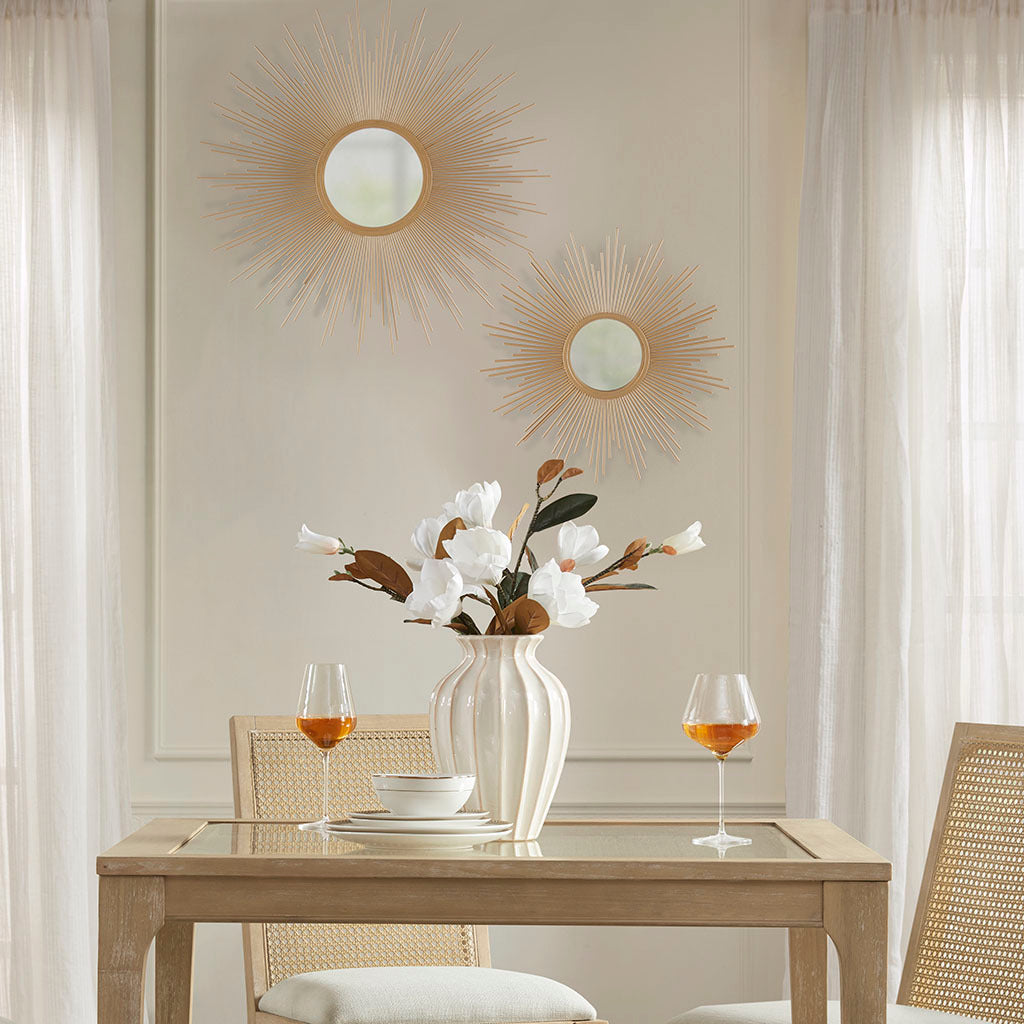 Sunburst Wall Decor Mirror 29.5"D Gold Mdf