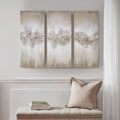 Heavily Embellished 3 Piece Canvas Wall Art Set Taupe Mdf