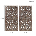 Distressed Carved Wood 2 Piece Wall Decor Set Bronze Mdf