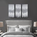 Heavily Embellished 3 Piece Canvas Wall Art Set Grey Mdf