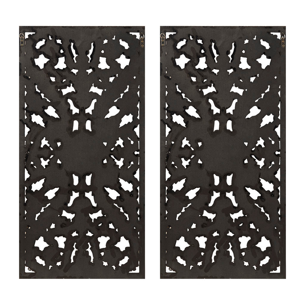 Distressed Carved Wood 2 Piece Wall Decor Set Bronze Mdf