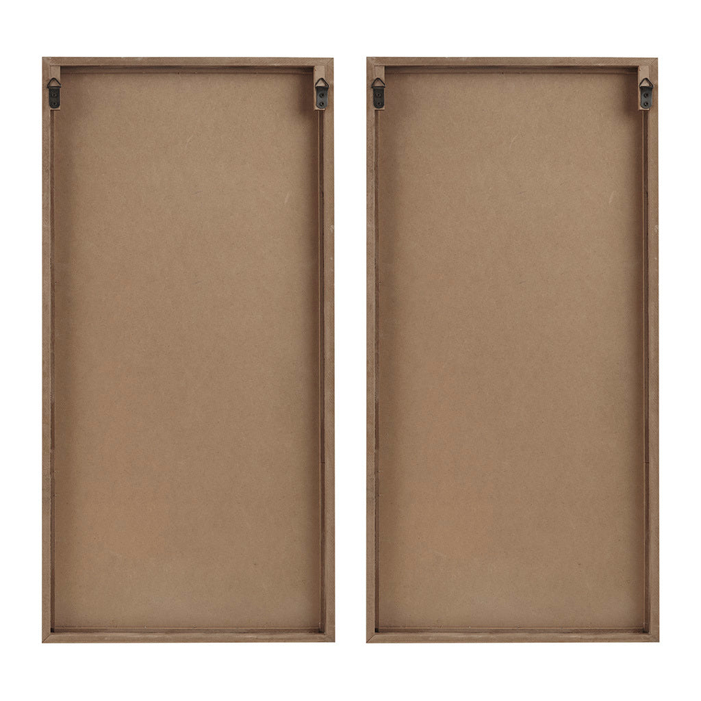 Two Tone 2 Piece Wood Panel Wall Decor Set Dark Brown Mdf