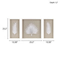 Framed Rice Paper Palm Leaves 3 Piece Shadowbox Wall Decor Set Off White Mdf