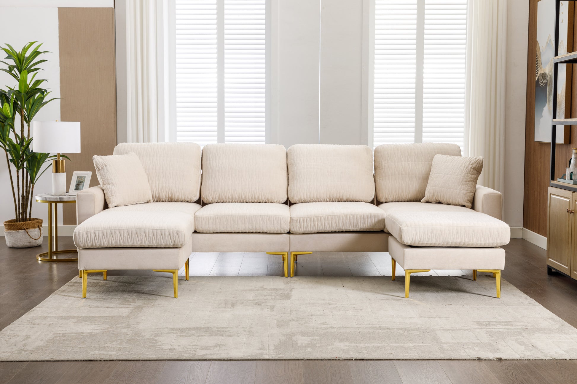 Untied We Win Accent Sofa Living Room Sofa Sectional Sofa Beige Velvet