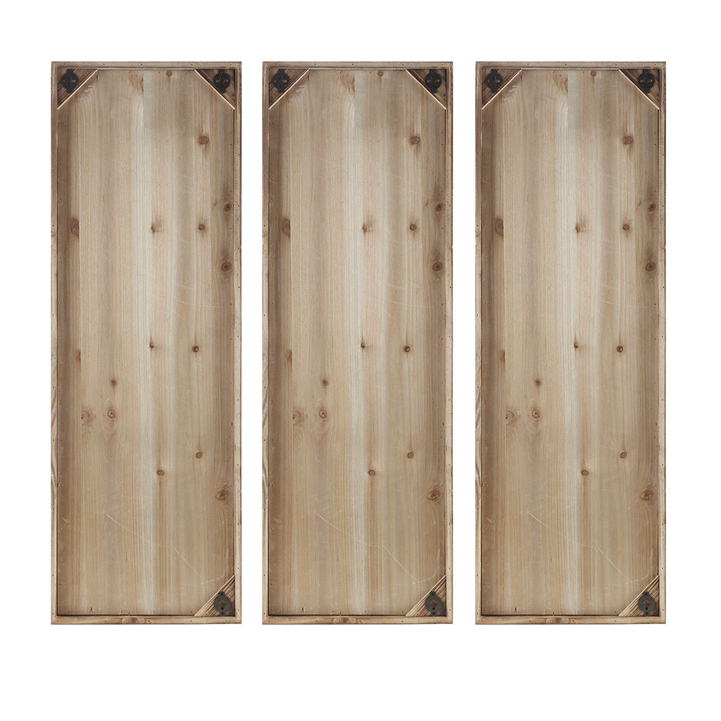 Two Tone Geometric 3 Piece Wood Wall Decor Set Natural Wood