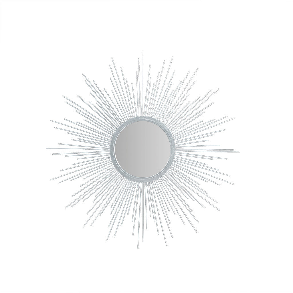 Sunburst Wall Decor Mirror 29.5"D Silver Mdf