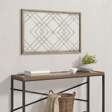 Two Tone Overlapping Geometric Wood Panel Wall Decor Natural White Wood