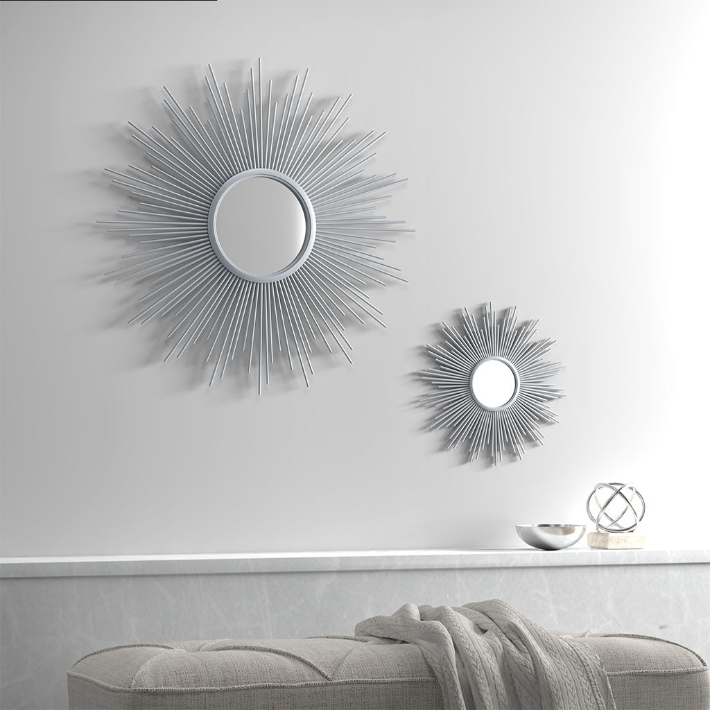 Sunburst Wall Decor Mirror 29.5"D Silver Mdf