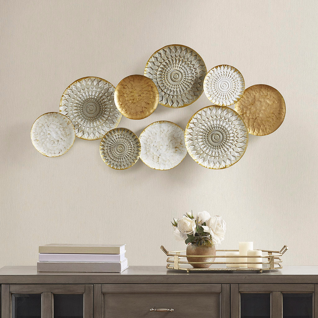 Multi Colored Geometric Metal Discs Wall Decor Multi Metal